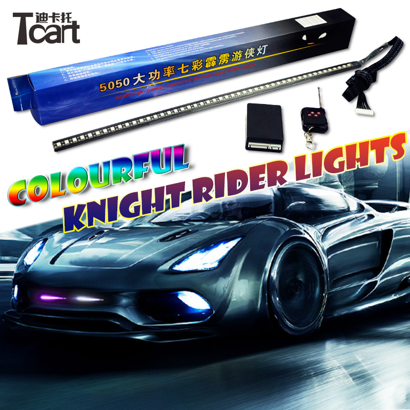 Lampu mobil Aksesori 54CM RGB 48LED Knight lampu Strip LED malam pengendara dengan pengendali jarak jauh nirkabel