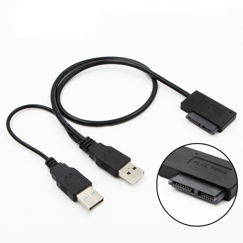 Câble adaptateur SATA vers USB 2.0 6 broches + 7 broches 13 broches, câble d'alimentation externe pour ordinateur portable, lecteur optique CD/DVD ROM, convertisseur de lecteur mince