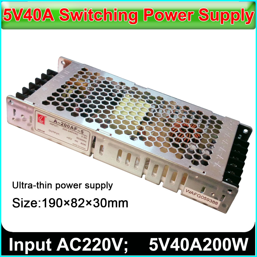 Alimentation à Joli Ultra-Mince 5V, 40A, 200W, Entrée 110V/230V, Affichage LED Coloré, pour l'Extérieur et l'Intérieur