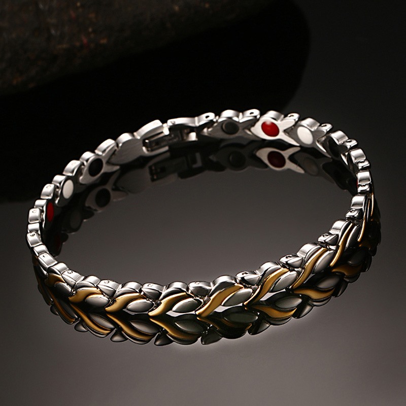 Vinterly Magnetische Armbänder für Frauen Kette Gesundheit Energie Germanium Hologramm Gold-farbe Edelstahl Schmuck Frauen Wasserdicht