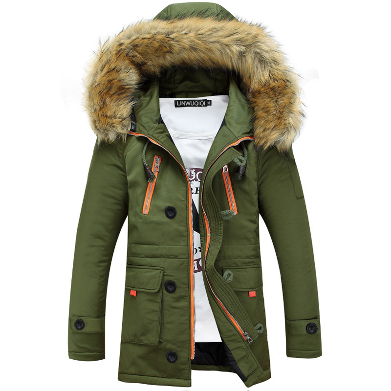 หนาParkas Men 2025 ฤดูหนาวเสื้อแจ็คเก็ตผู้ชายเสื้อชายOuterwearขนสัตว์ลําลองยาวผ้าฝ้ายWadded Men Hooded Coat