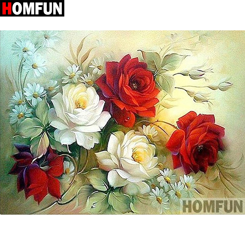 MFUN-Peinture diamant thème "fleur rose", broderie complète 5D, perles carrées ou rondes, points de croix, décoration d'intérieur, à faire soi-même, cadeau, A07686