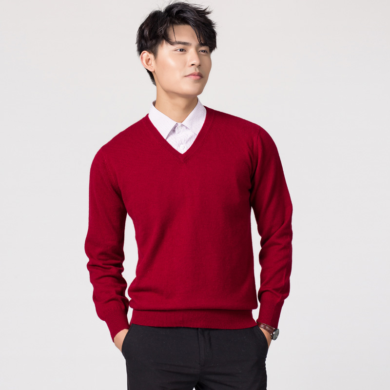 Jerséis para hombre, nueva moda de invierno, suéter con cuello en V, gran oferta, jerséis tejidos de lana, ropa de lana para hombre, Tops estándar