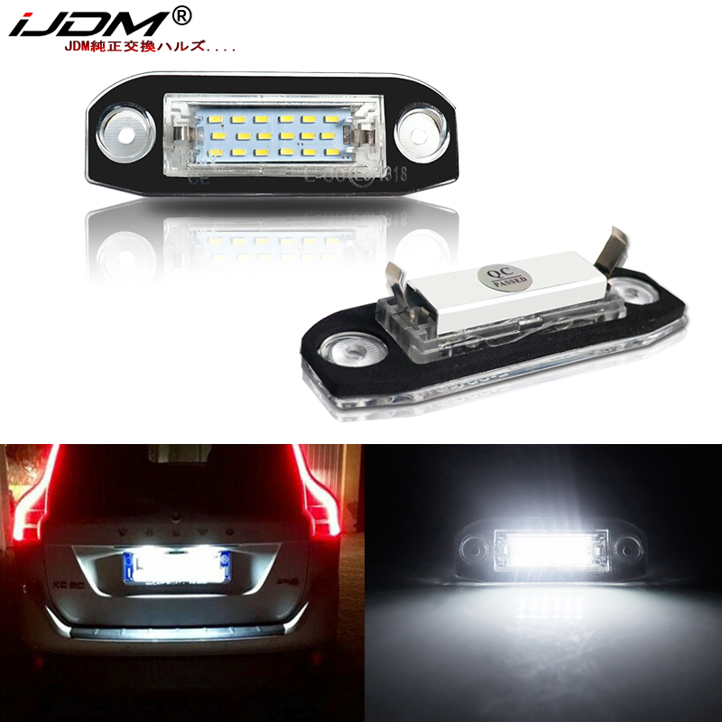 IJDM 2Pcs Canbus LED Luz de placa de licença para Volvo S80 XC90 S40 V60 XC60 S60 C70 V50 XC70 V70 Lâmpada branca de número de estilo de carro 12V