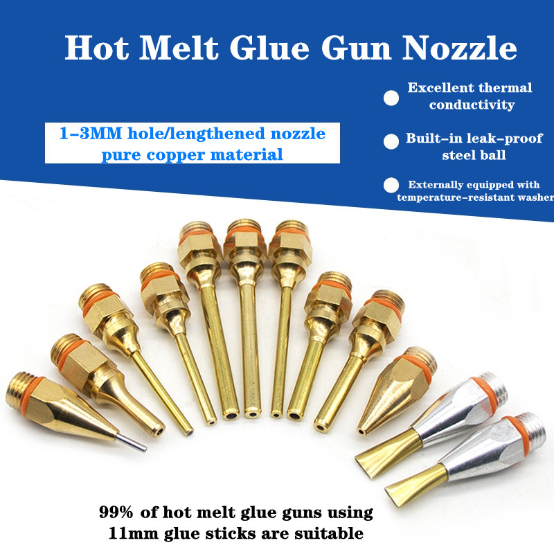 1Pcs Hot Melt Kleber Pistole Kupfer Anti-leckage Lange Düse Große und Kleine Durchmesser Düse Hot Melt kleber Pistole Düsen