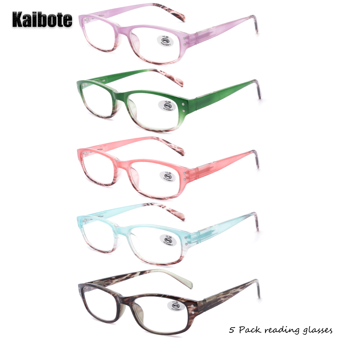 Lunettes de lecture pour femmes, 5 paires, charnière de printemps, avec motif imprimé, 1.00 1.50 2.00 2.50 3.00 3.50