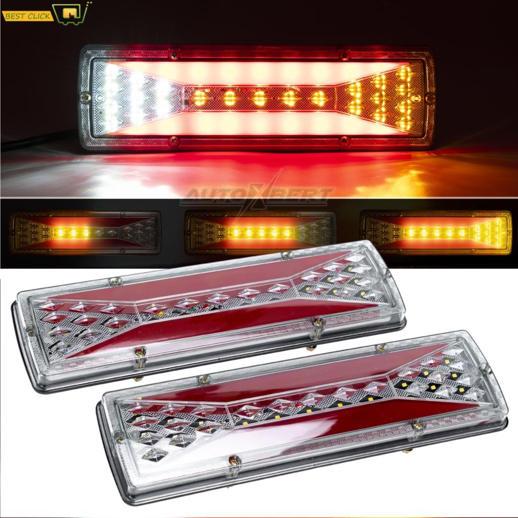 2x Led Aanhangwagenverlichting Achterlicht Stop Dynamische Rem Indicator 12V Camper Adr Achter Mistrijlicht Achteruitrijlicht Achteruitrijlicht