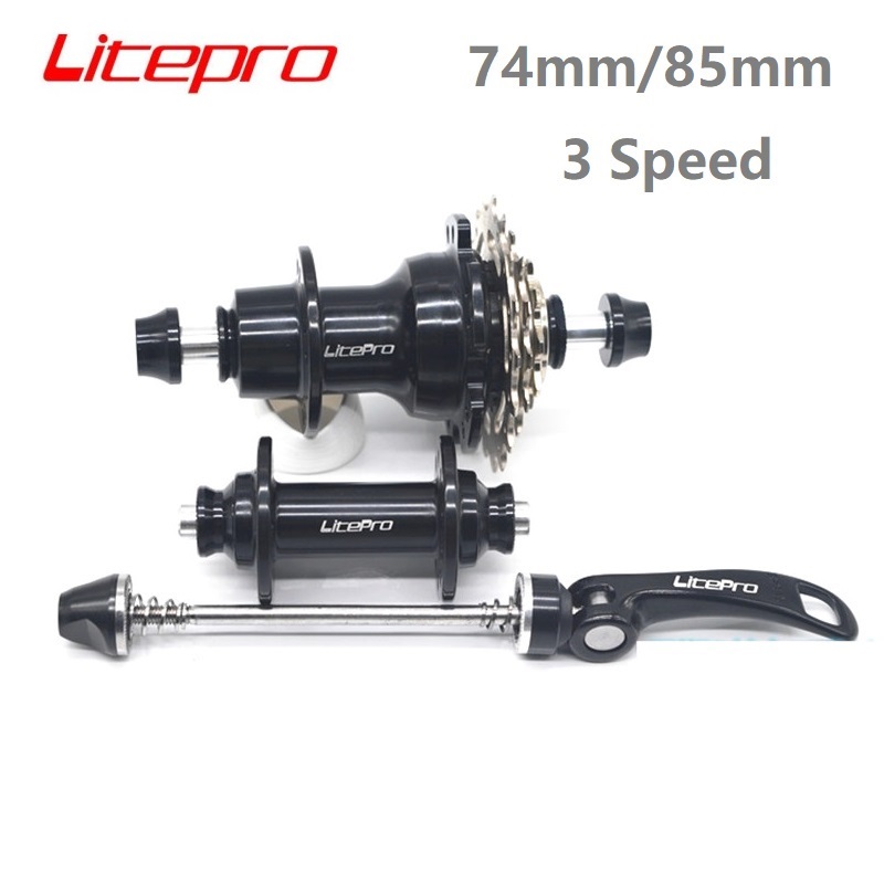 LITEPRO 14-16 Inch Vouwfiets Naafset Voor Achter V Brake Hub Set 74mm/85mm 20H 3 Speed Freewheel Freehub Zwart/Zilver/Rood