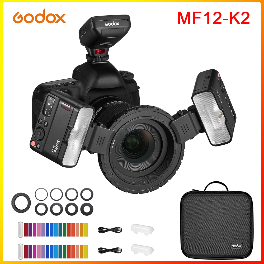 Flash macro Godox MF12 K2, contrôle sans fil 2.4G, mode TTL/M, batterie lithium intégrée pour Nikon, Sony, Canon, Fuji, Olympus