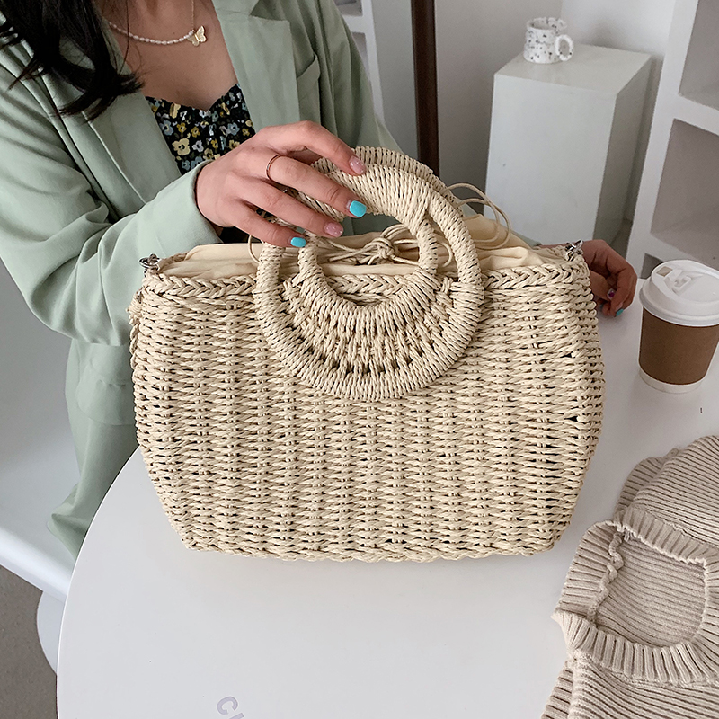 Bolsos De Playa 2021 ฟางขนาดใหญ่คลัทช์ฟางใหญ่สานกระเป๋าถือฤดูร้อนTote Travelหรูหราไหล่Crossbody Bascketกระเป๋าชายหาด
