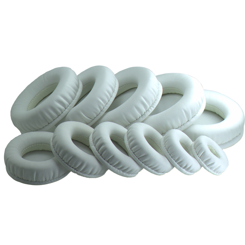 Almohadillas de Repuesto Redondas para Auriculares, Piezas de Reparación de 50mm, 60mm, 65mm, 70mm, 75mm, 80mm, 85mm, 90mm, 95mm, 100mm, 110mm, Funda Blanca para Auriculares