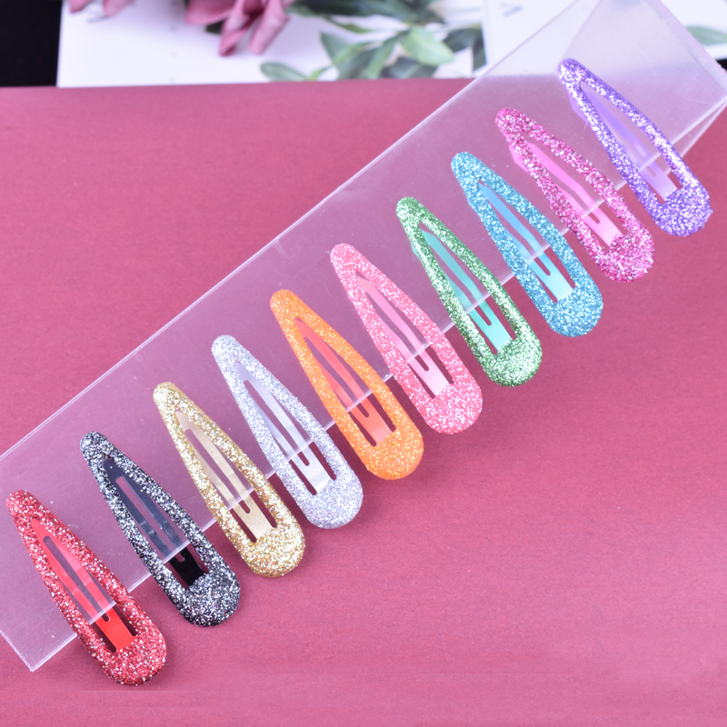 10 Stks/partij Mode Haar Clips Snap Glitter Haarspelden Vrouwen Haar Baret Metalen Klauw Clip Leuke Kids Hairgrip Meisjes Haar Accessoires
