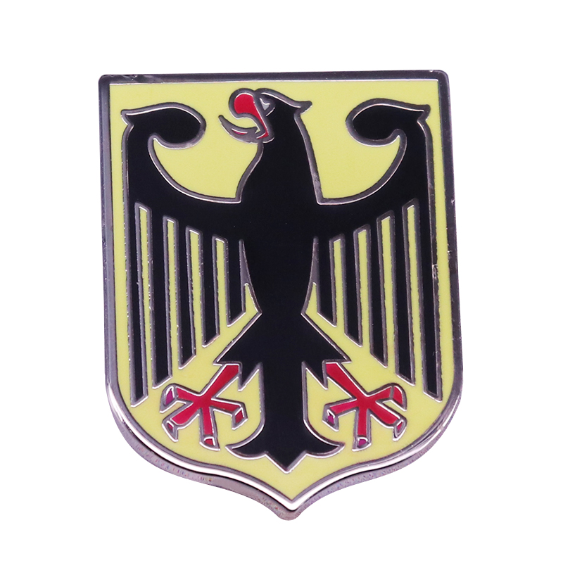 Jerman Elang Hitam Merah Bros Enamel Lencana Perisai Kuning untuk Kerah Mantel Syal Sweter Koleksi Kekasih