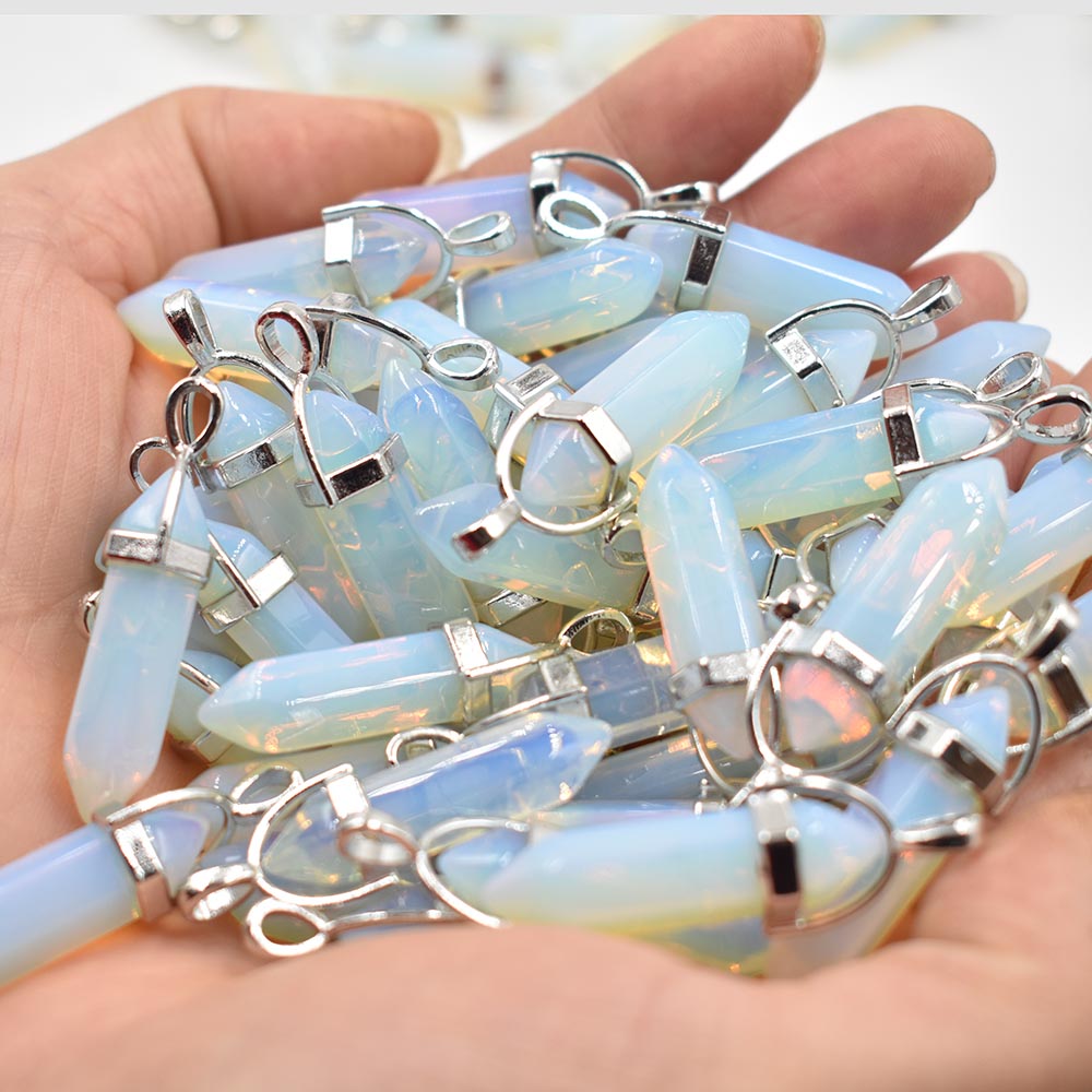 Fashion hotselling opal stone Charms Hexagonal healing Reiki Point charms pendants for jewelry making 24pcs/lot Wholesale free