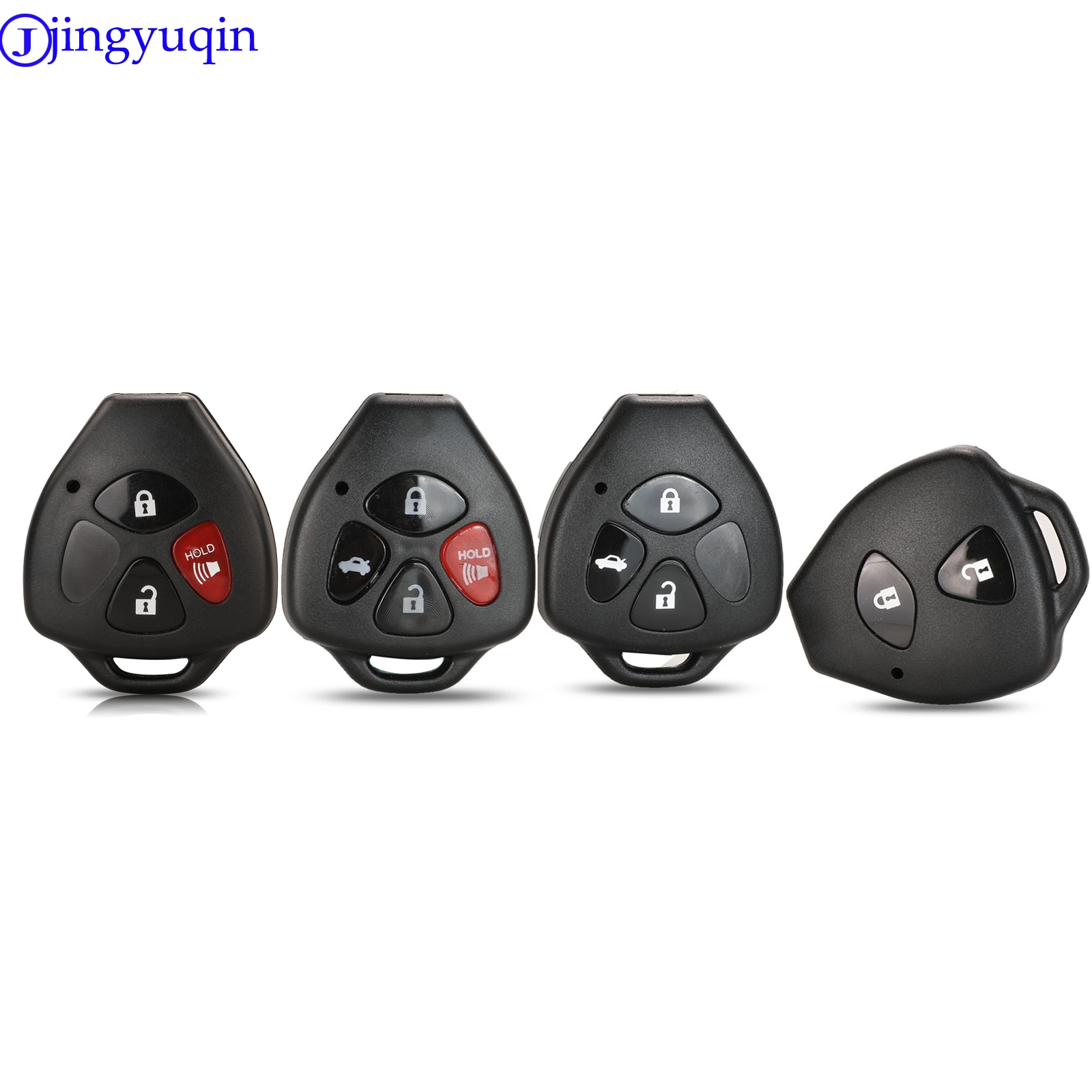 Jingyuqin 2/3/4 tombol kunci jarak jauh mobil cangkang Fob untuk Toyota Camry Corolla Avalon Venza Reiz RAV4 mahkota Tanpa Pisau casing kunci