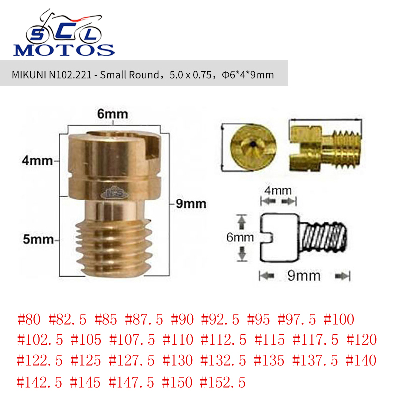 Sclmotos- N102.221 Mikun Kleine Ronde Hoofdjets Carburateur Voor Yamaha Yfm660 Voor Kawasaki Voor Polaris Voor Suzuki Alt50 Drz400