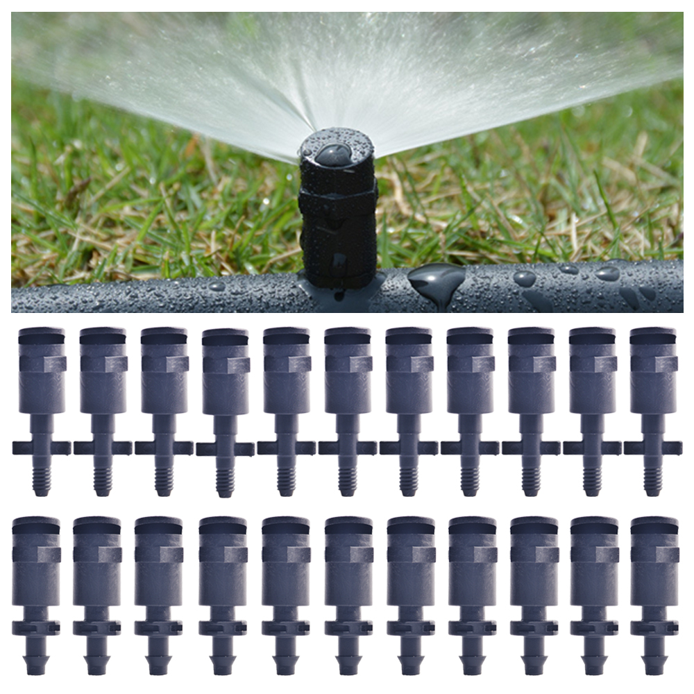 20 piezas rociadores de boquilla de refracción de 180 grados con conectores de púas de tornillo de 1/4 ''o 4/7mm boquilla de cabezal de pulverización refractivo
