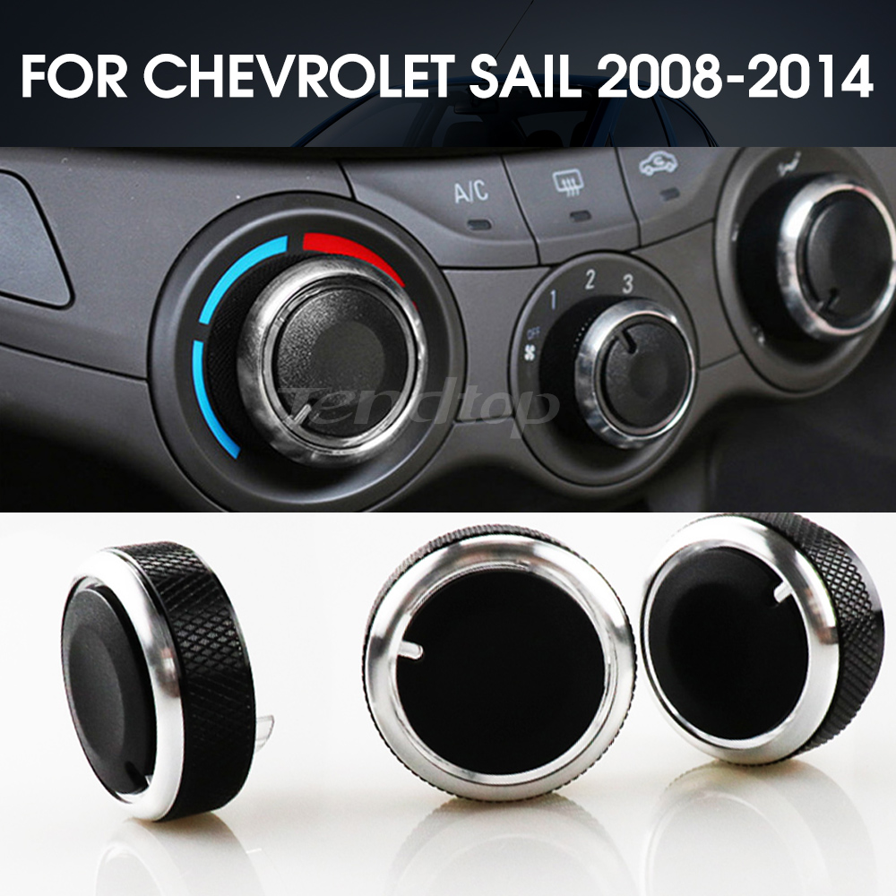 Para Chevrolet Sail 2008-2014 3 unids/set interruptor de perilla de CA de coche interruptor de Control de calor de acondicionamiento perilla de CA accesorios de coche