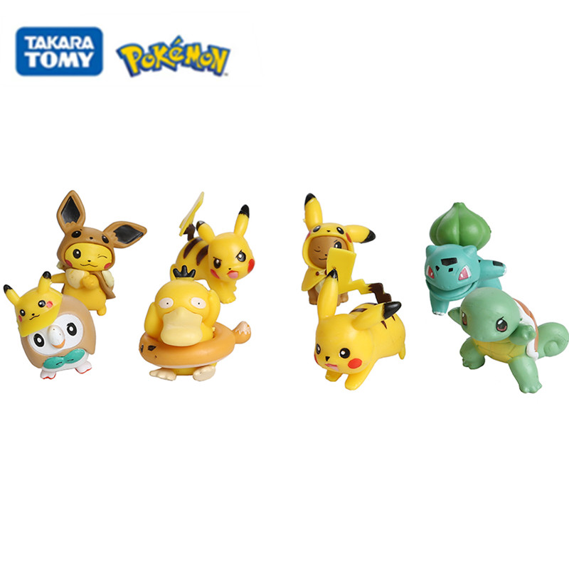 8pcs  Pokemon Pikachu Figures Model Collection 2-4CM Pokémon Anime Figure Toy Dolls Kawaii Girl Boy Birthday Gifts