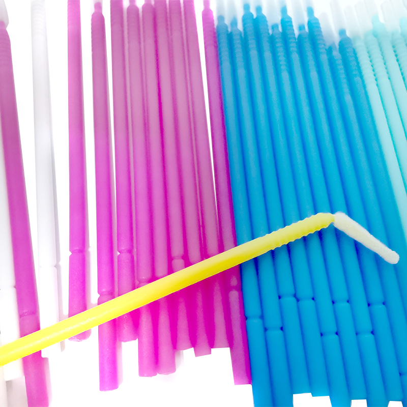 Microcepillos flexibles desechables, aplicadores para extensiones de pestañas, pegamento, cepillo de limpieza para pestañas, 100 unids/lote por paquete