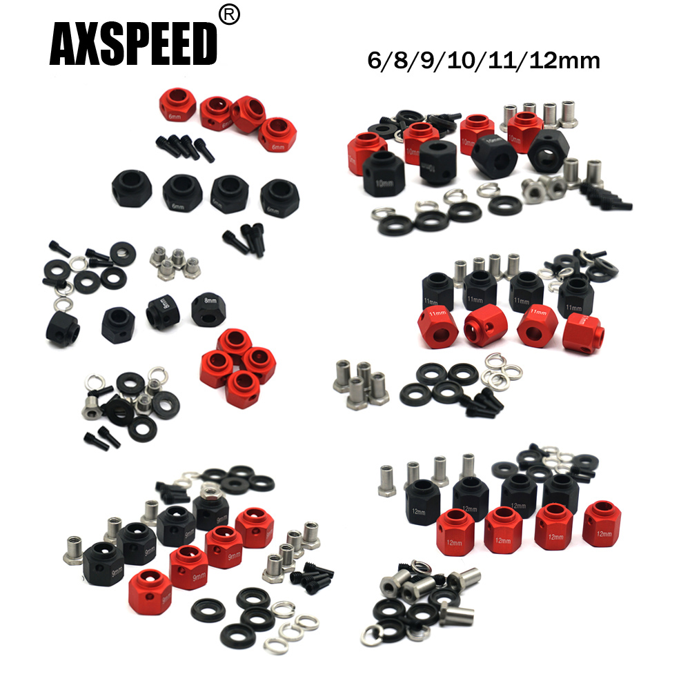 AXSPEED 4Pcs 6/8/9/10/11/12mm spessore 12mm adattatore esagonale ruota con per TRX-4 TRX4 1/10 RC Crawler Car Upgrade Parts