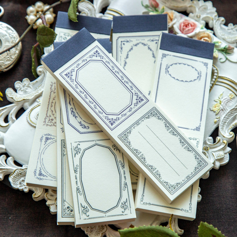 Yoofun 50 blätter Ästhetischen Vintage Rahmen Memo Pad Papier für Scrapbooking Junk Journal Schule DIY Schreibwaren