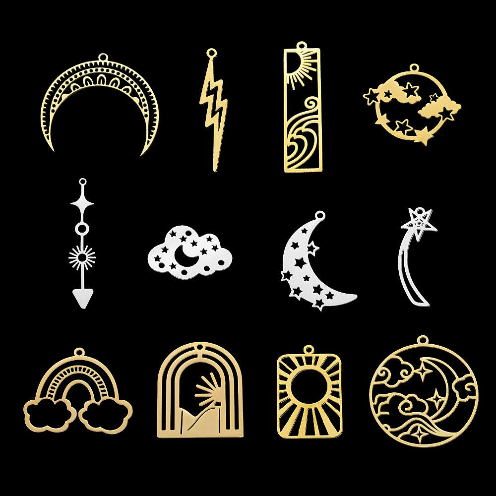 10pcs/lot 316 Stainless Steel Star Moon Cloud Charms Pendant for necklaces Wholesale Sun Charms for DIY Jewelry Making