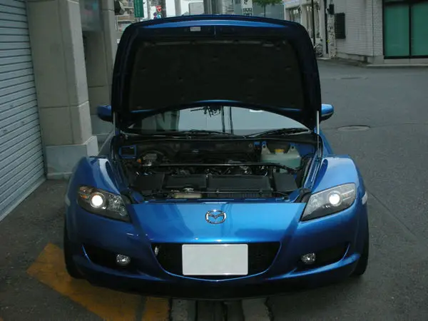 Para 2003-2013 mazda RX-8 se3p capô dianteiro suportes de gás suporte de elevador amortecedor de choque fibra de carbono