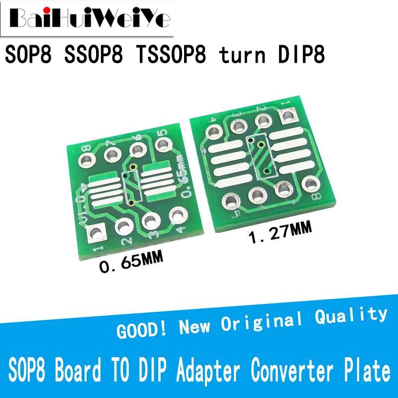 20 pièces SOP8 tourner DIP8 SMD à DIP IC adaptateur prise SOP8 TSSOP8 SOIC8 SSOP8 carte à DIP adaptateur convertisseur plaque 0.65mm 1.27mm