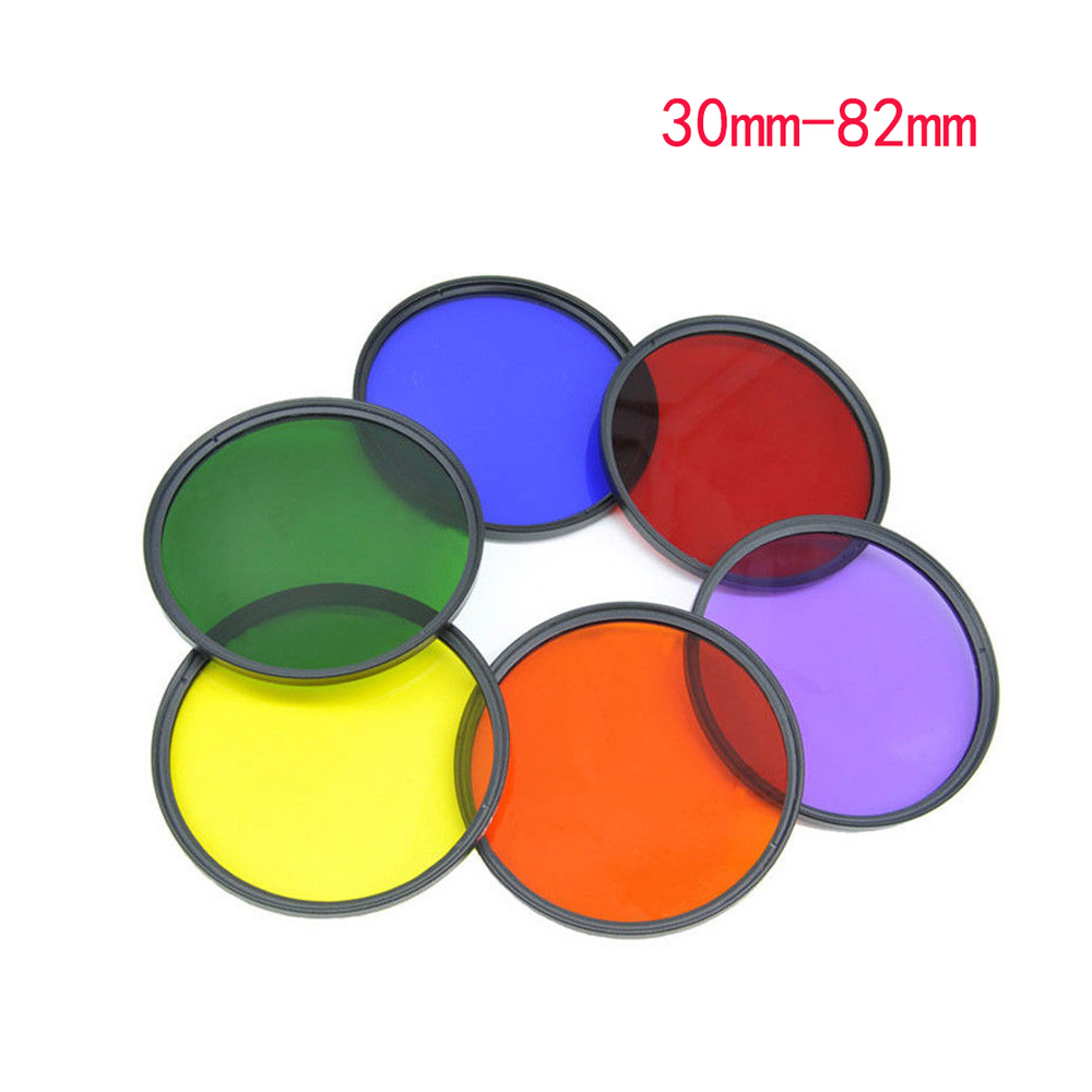 37/40.5/43/46/49/52/55/58/62/67/72/77/82มม.สีแดงสีส้มสีเหลืองสีเขียวสีฟ้าสีม่วง Filter สำหรับเลนส์กล้อง DSLR SLR