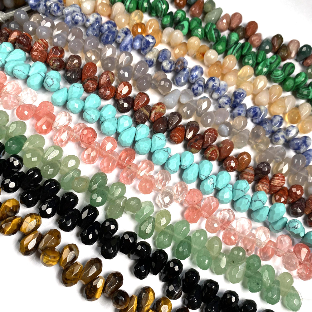Natural Stone Water Drop Shape Faceted Crystal Semifinished Loose Beads for Jewelry Making DIY Necklace Bracelet Accessories