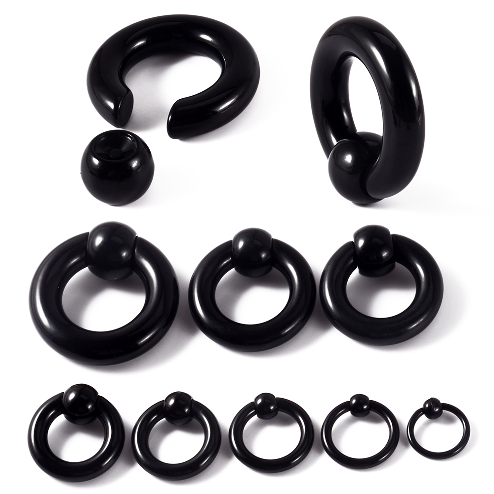 1PC Schwarz Acryl Große Große Größe BCR Riesige Captive Bead Ring Ohr Taper Plug Expander Guauge Männliche Nase ring Piercing Körper Schmuck