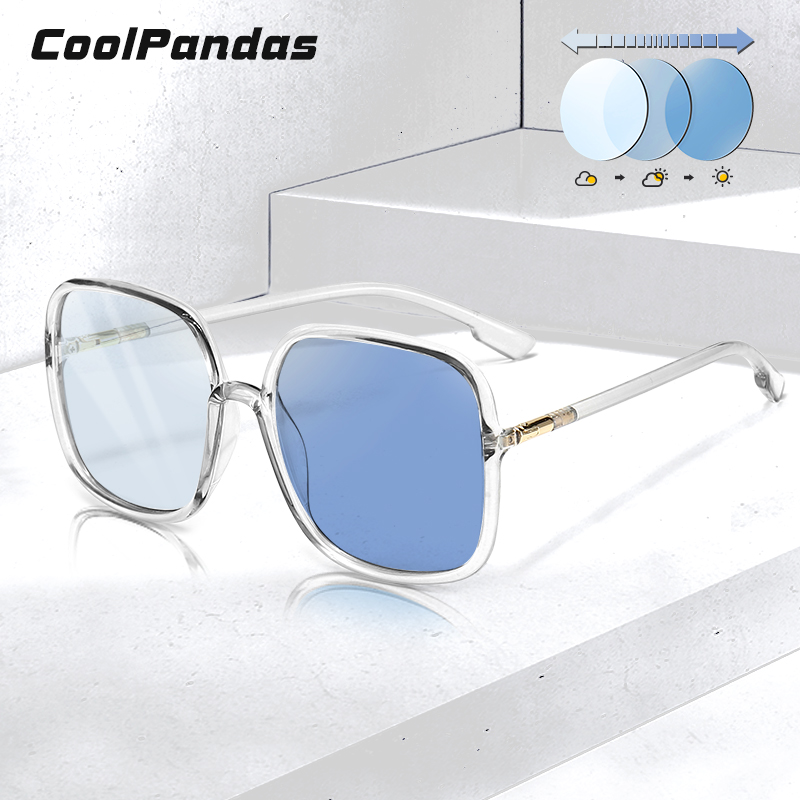 Okulary przeciwsłoneczne CoolPandas New Trend, duże, fotochromowe, polaryzacyjne, damskie, modne, w kolorze oceanu, z filtrem UV400, antyodblaskowe, gafas de sol