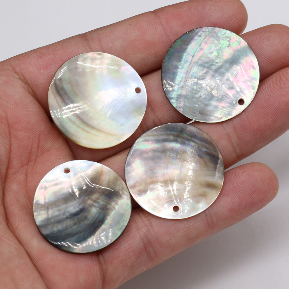 Breloques en forme de pièce de monnaie en nacre noire, 10 pièces, pendentif en disque de coquillage naturel pour la fabrication de bijoux, accessoires de collier et de boucles d'oreilles DIY
