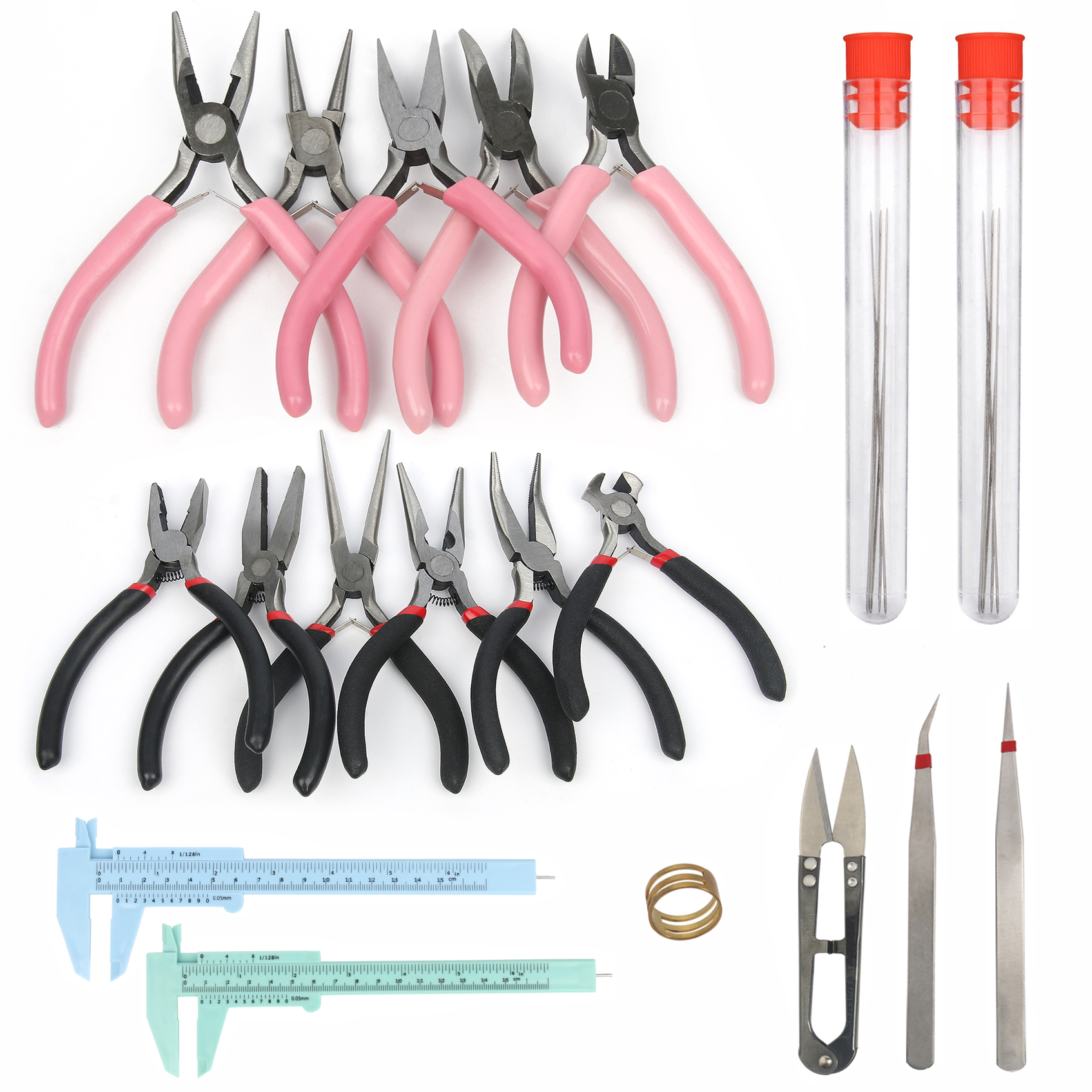 เครื่องประดับทํา DIY ชุดเครื่องมืออุปกรณ์ซ่อมด้วยคีมประดับด้วยลูกปัดเข็มกรรไกร Vernier Caliper ด้ายยืดหยุ่นทองแดงลวด