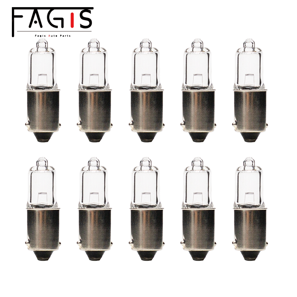 Fagis-Indicateur de frein halogène, lampe de signalisation, ampoule de voiture, verre à quartz, feu de dégagement halogène, H10W, 12V, 10W, BA9S, 10 pièces