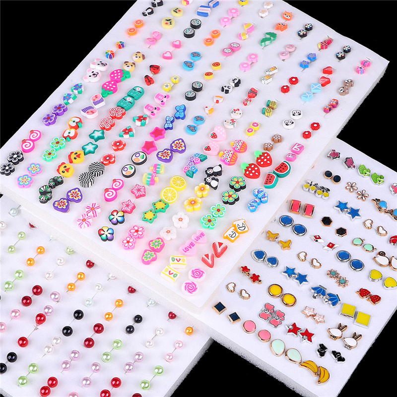 100 pares de cristal acrílico coração estrela lua pequenos brincos conjunto para mulheres menina animal flor brinco plástico 2021 tendência jóias