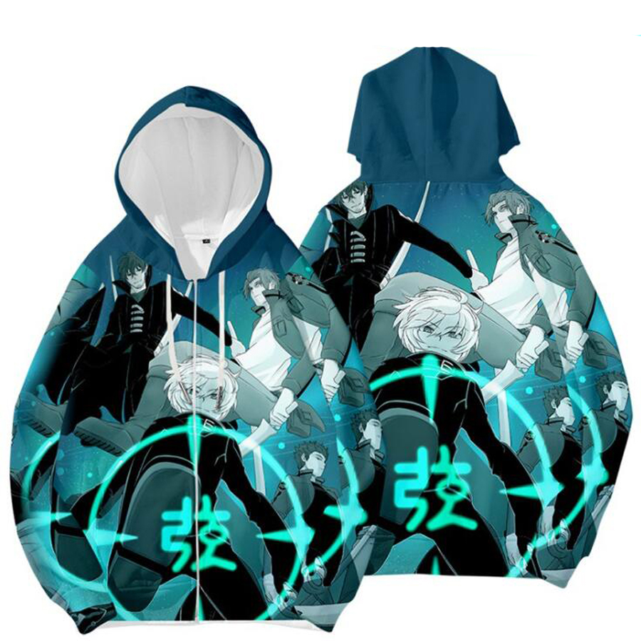 Jaket Bertudung Ritsleting Hip Hop Ala Jalanan Jaket Bertudung Wanita/Pria Gambar Cetak 3D Pemicu Dunia Anime Jepang Kostum Cosplay