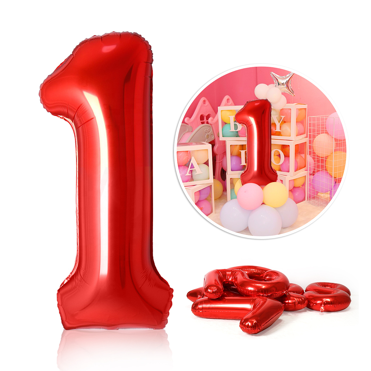 Balões de folha vermelha de 40 polegadas, 0-9 números, balão, feliz aniversário, festa de casamento, decoração, chuveiro, figuras grandes, globos