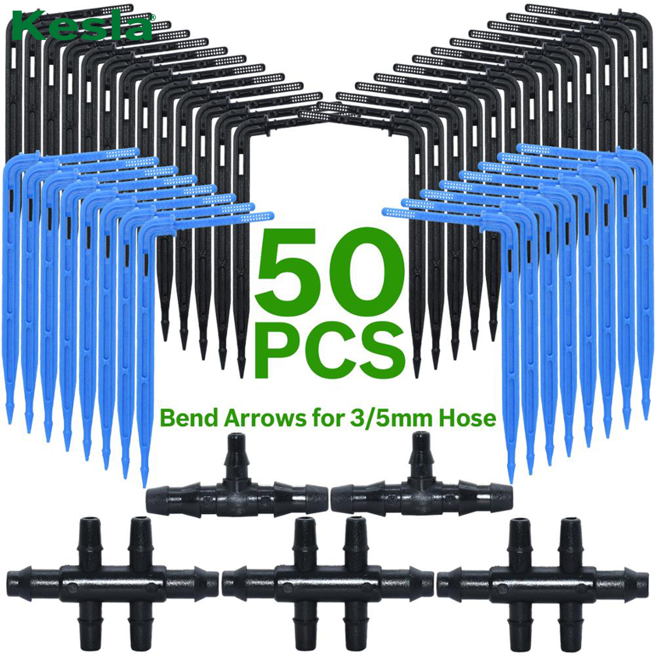 Rumah kaca 50PCS Bend Drip Panah Dripper Micro Drip Irigasi Kit Emitor cocok 3/5mm Selang Penyiraman hemat Dripper Bunga