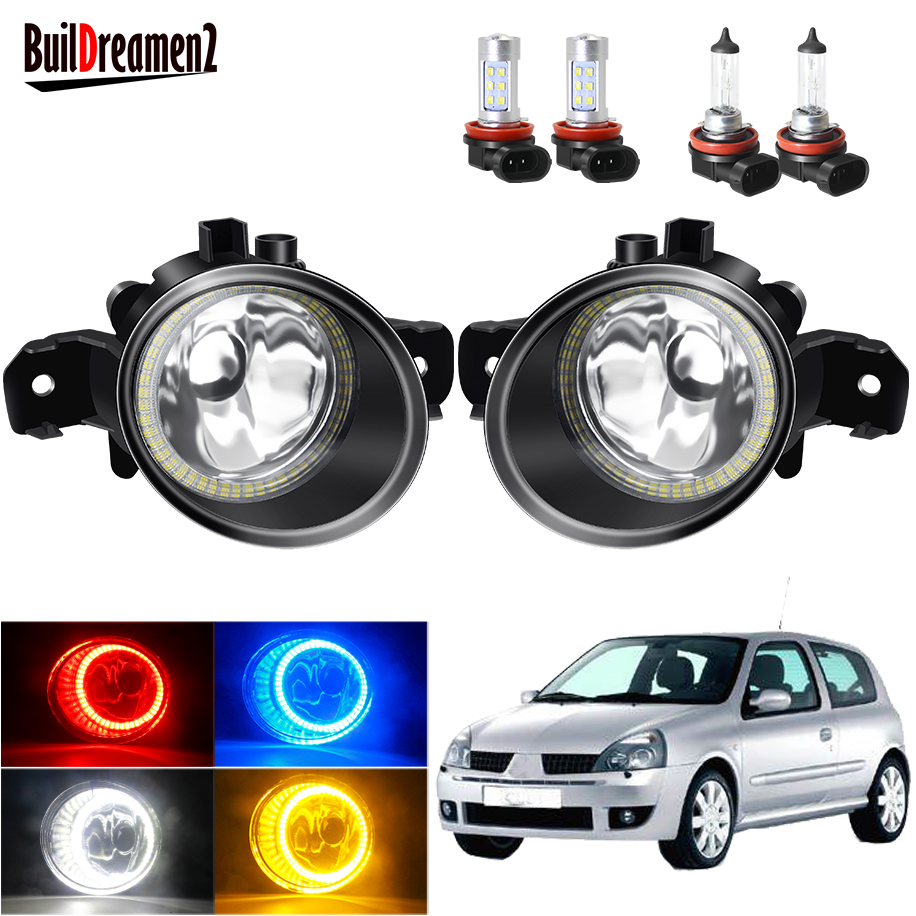 Противотумансветильник фары Angel Eye в сборе, для Renault Clio 2/II хэтчбека, фургона 1998-2004, передний бампер, противотуманные фары с кольцом DRL H11 12 В