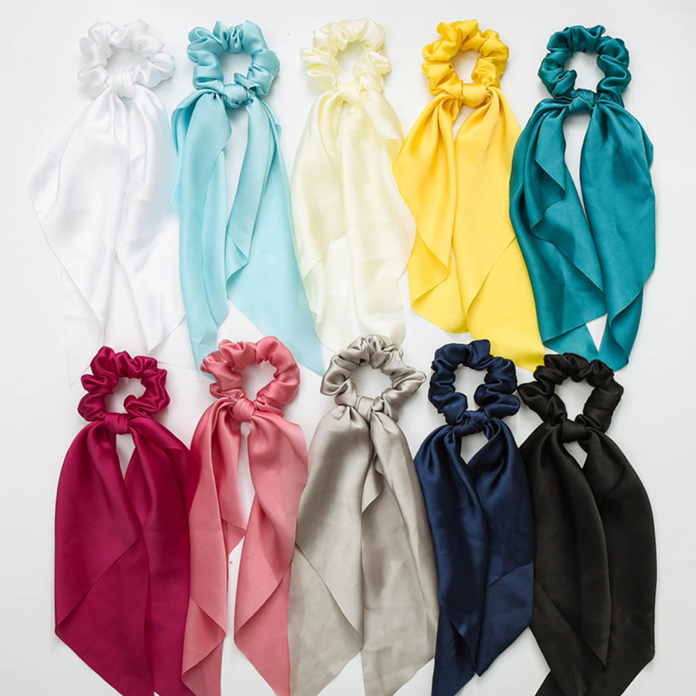 Moda Solid Color Hairbands dla kobiet Bowknot Scrunchies Bobbles elastyczne opaski do włosów opaski kucyk Holder akcesoria dziewczyny