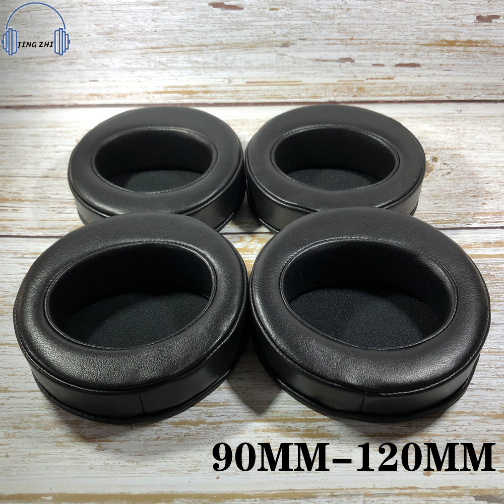 Coussinets d'oreille biseautés en peau de mouton, diamètre coudé, ronds en cuir, 90MM 95 100MM 105MM 110MM 115MM 120MMHeécouteurs