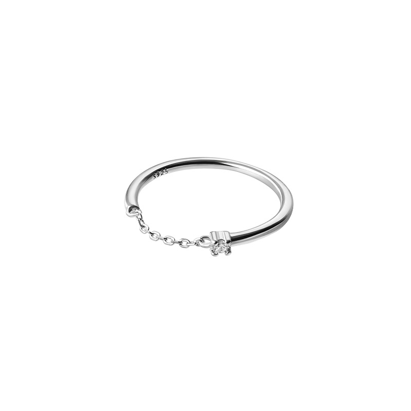 Anillos de cadena La Monada para mujer, anillos finos minimalistas reales de plata 925, anillo de plata para mujer 925 para mujer en el dedo, coreano delgado