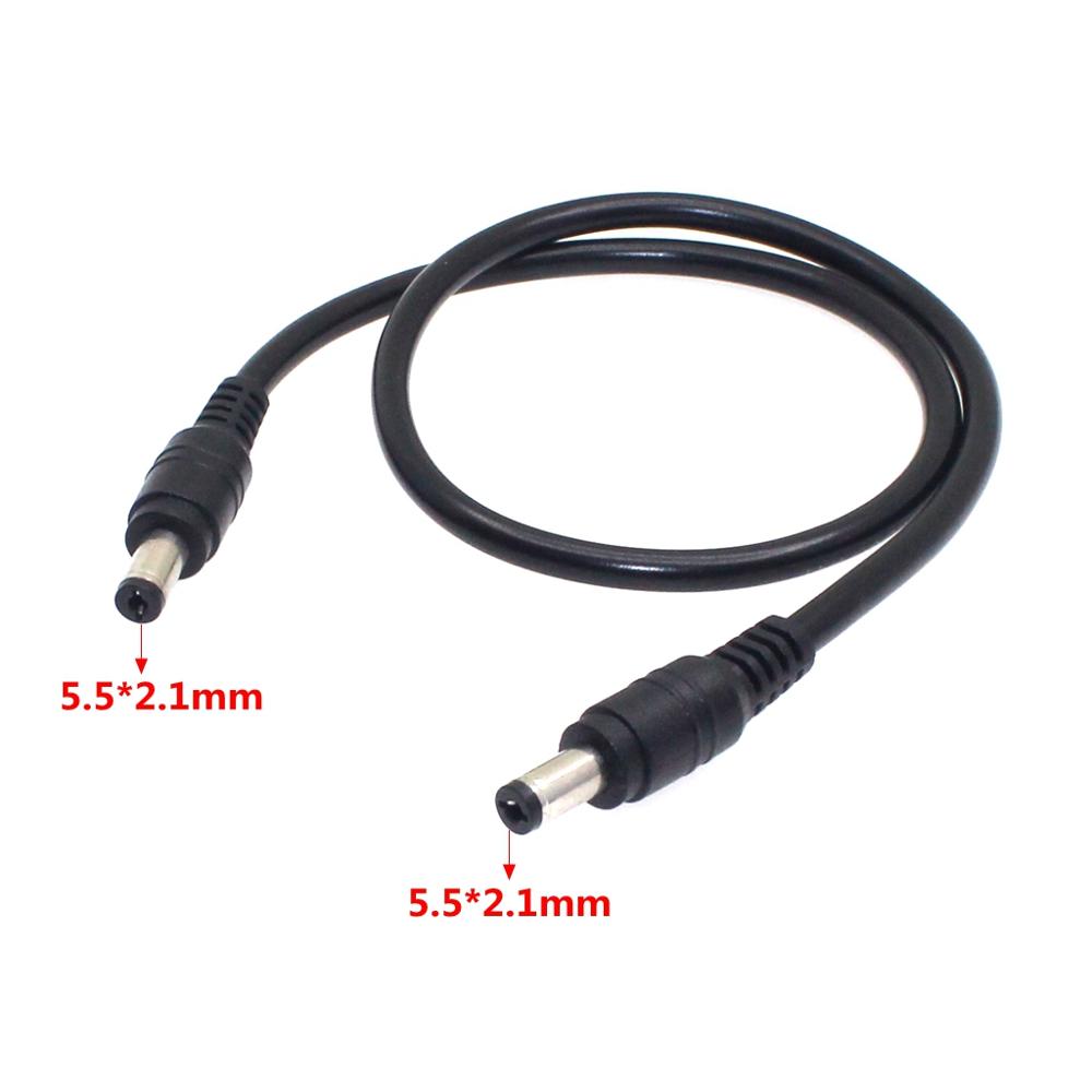 Кабель-адаптер питания 18AWG DC 5.5 x 2.1 мм (штекер-штекер) для видеонаблюдения, 12В 10А, удлинитель 0.5м/1.5м