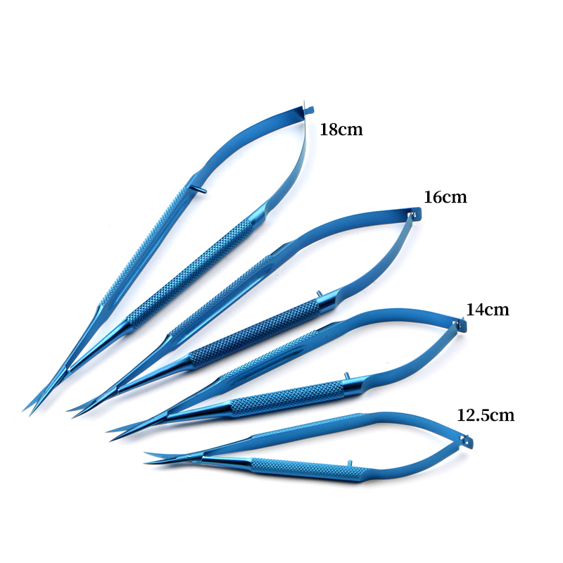 Tijeras dentales de titanio de 12,5 cm-18cm, microcornea oftálmica, herramienta de cirugía, instrumento oftálmico