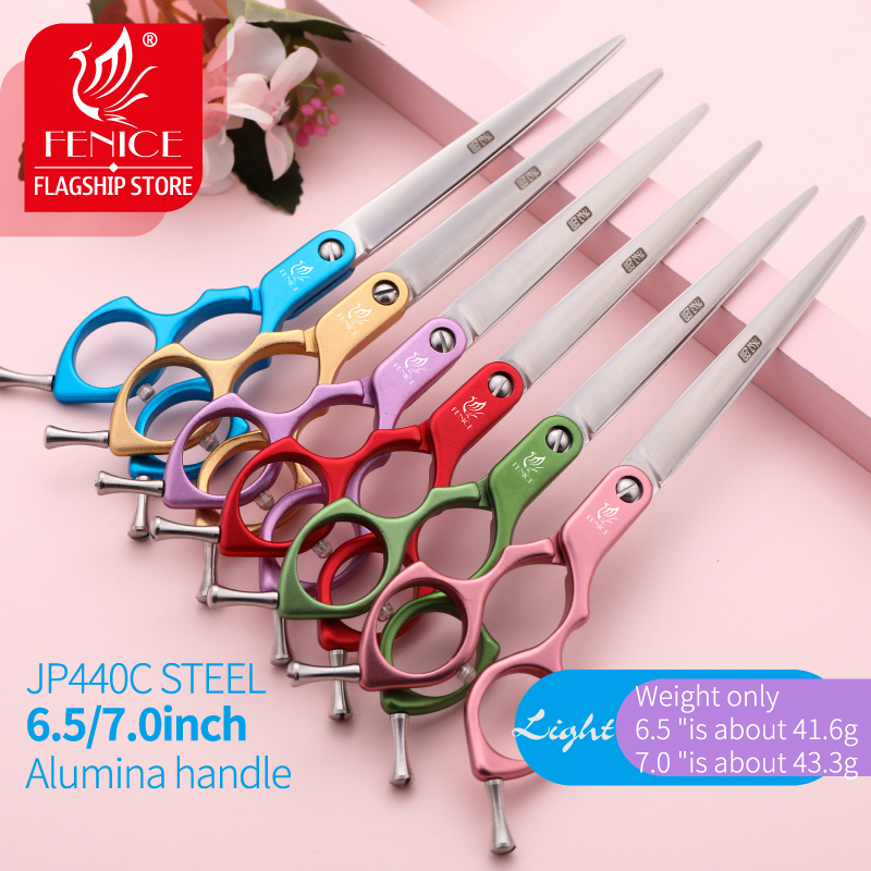 Fenice Jp440c สีสัน 6.5 7.0 นิ้วสแตนเลสสัตว์เลี้ยงตัดกรรไกรตรงสําหรับสุนัขกรูมมิ่งสุนัขผมกรรไกรตัด