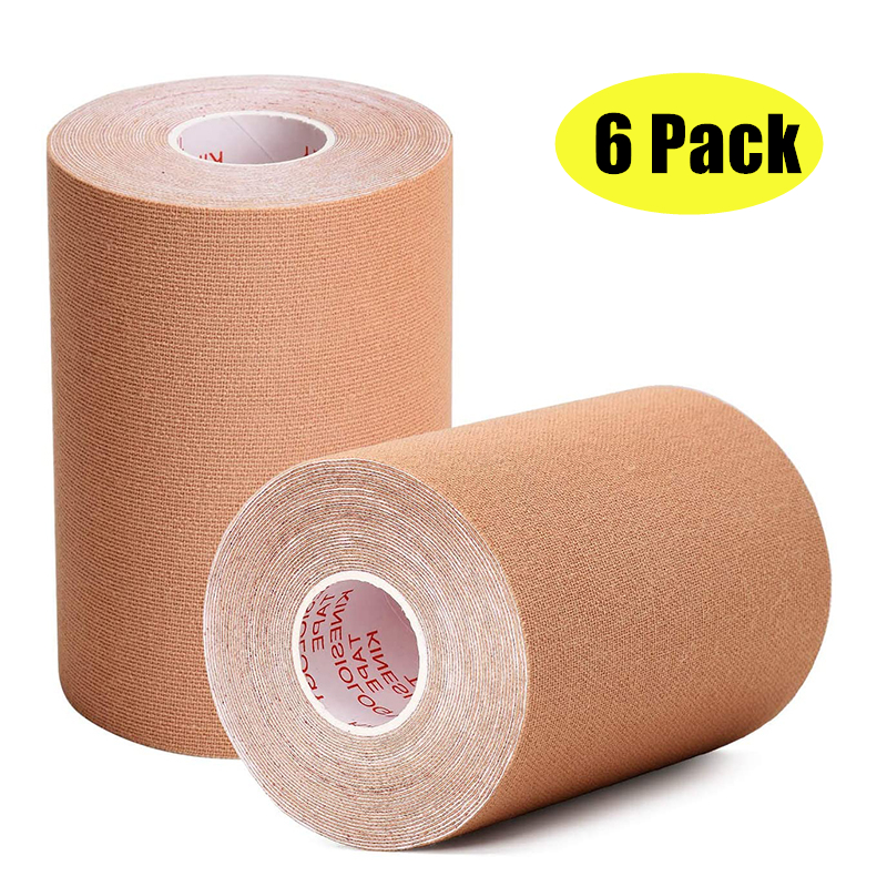 Ruban de kinésiologie imperméable sans latex, bande athlétique pour instituts oto, soutien musculaire et articulaire, récupération des blessures, 6 paquets, 10cm x 5m