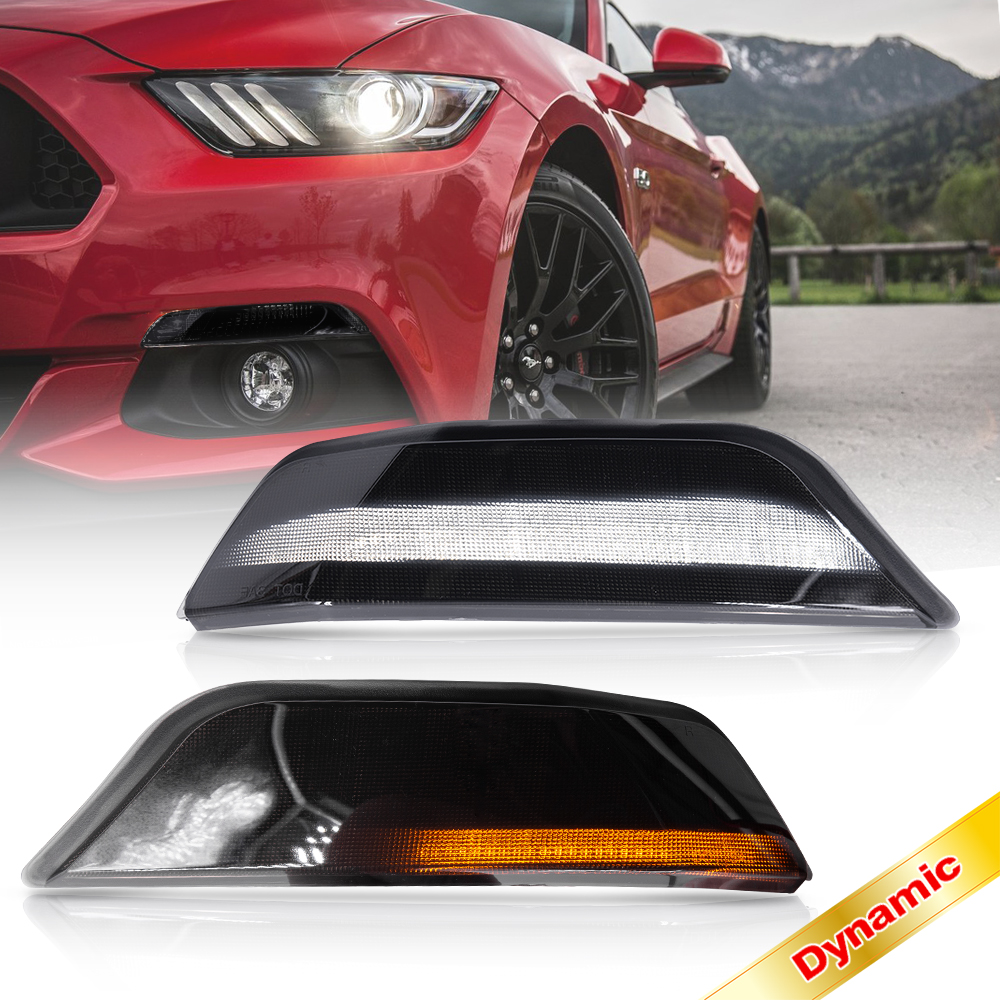 2X Led ambra + bianco Dynamic DRL Daytime Running indicatore di direzione anteriore per Ford Mustang 2015 2016 2017 Shelby OBC error free