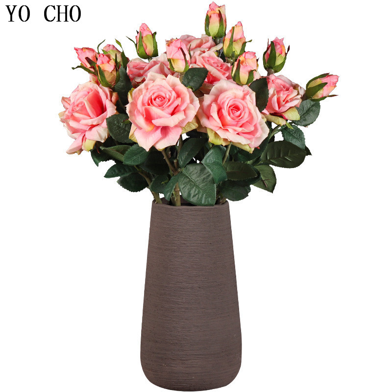 Rose artificielle au toucher réel, fleur en latex enduit de soie véritable, bouquet de fleurs pour demoiselle d'honneur, décoration de mariage, fleurs artificielles pour la maison